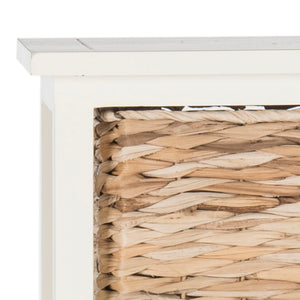Safavieh Vedette Rustic Wicker Basket Storage Tower – Stylish Vertical Organizer For Small Spaces And Décor Vintage White AMH5739B