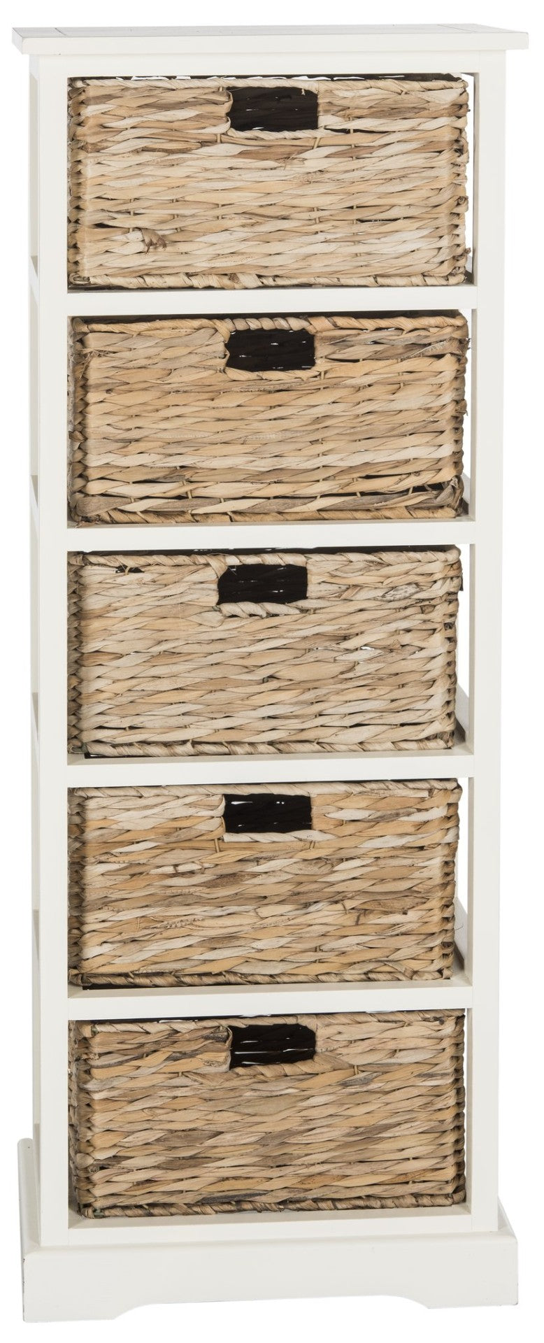 Safavieh Vedette Rustic Wicker Basket Storage Tower – Stylish Vertical Organizer For Small Spaces And Décor Vintage White AMH5739B