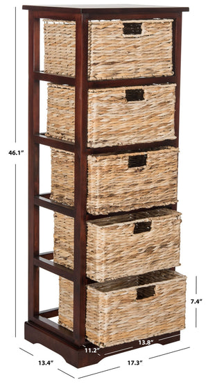 Safavieh Vedette Rustic Wicker Basket Storage Tower – Stylish Vertical Organizer For Small Spaces And Décor Cherry AMH5739C