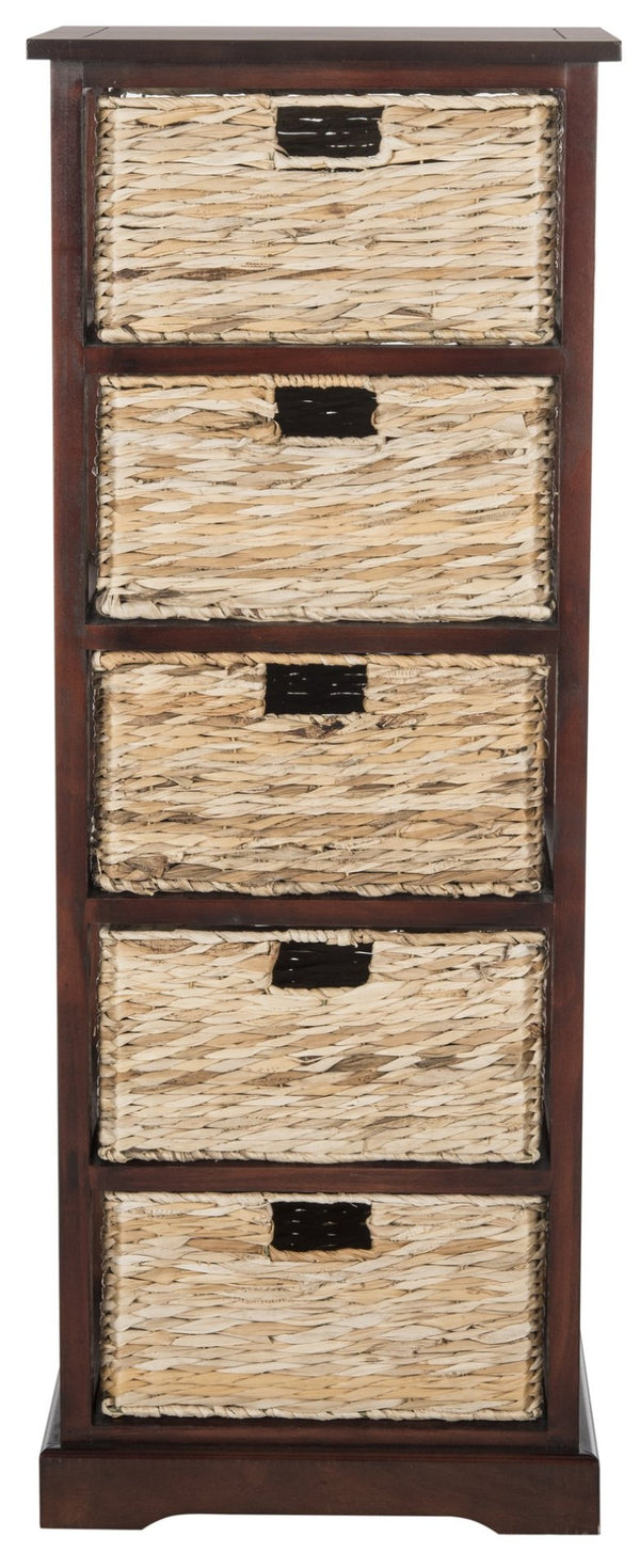Safavieh Vedette Rustic Wicker Basket Storage Tower – Stylish Vertical Organizer For Small Spaces And Décor Cherry AMH5739C