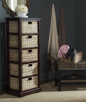 Safavieh Vedette Rustic Wicker Basket Storage Tower – Stylish Vertical Organizer For Small Spaces And Décor Cherry AMH5739C