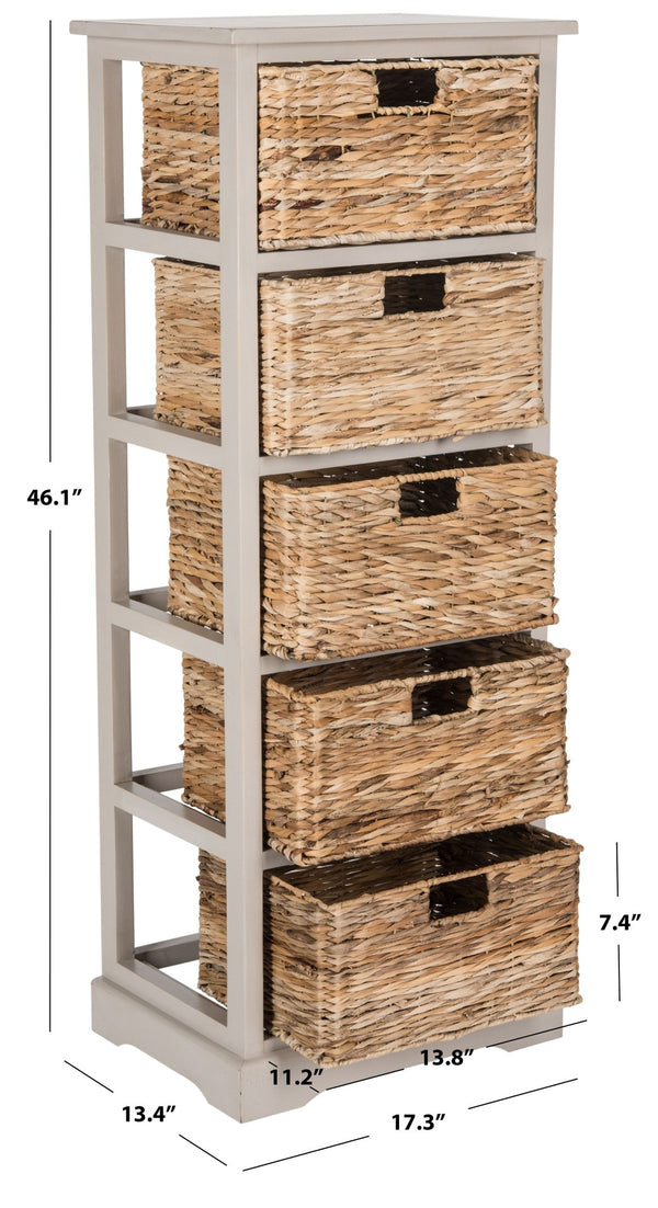 Safavieh Vedette Rustic Wicker Basket Storage Tower – Stylish Vertical Organizer For Small Spaces And Décor Vintage Grey AMH5739D