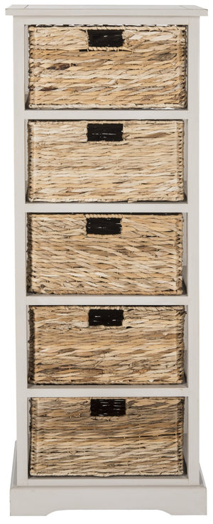 Safavieh Vedette Rustic Wicker Basket Storage Tower – Stylish Vertical Organizer For Small Spaces And Décor Vintage Grey AMH5739D