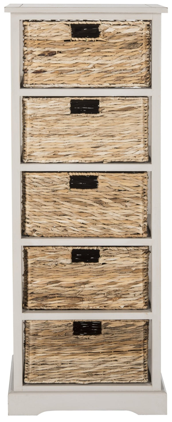 Safavieh Vedette Rustic Wicker Basket Storage Tower – Stylish Vertical Organizer For Small Spaces And Décor Vintage Grey AMH5739D