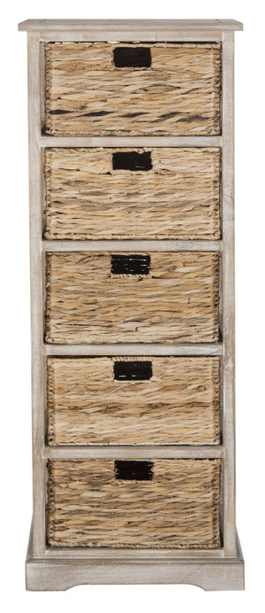 Safavieh Vedette Rustic Wicker Basket Storage Tower – Stylish Vertical Organizer For Small Spaces And Décor White Wash AMH5739E