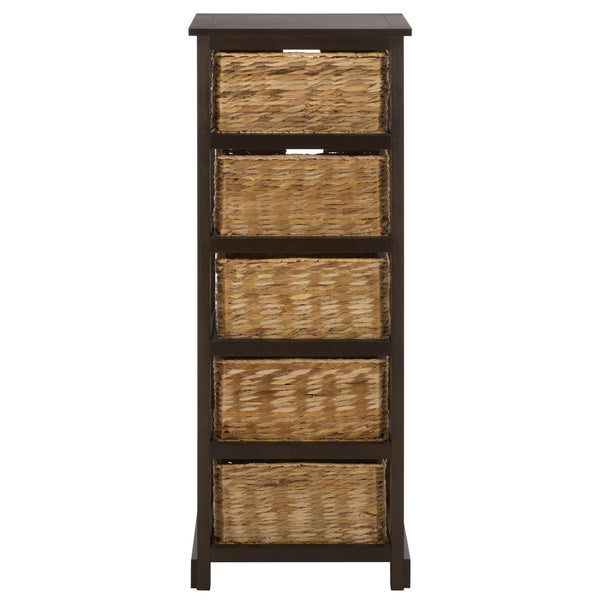 Vedette Five-Basket Storage Chest With Rattan Drawers – Farmhouse Coastal Linen Tower Organizer