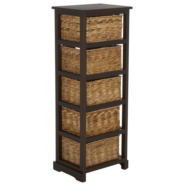 Vedette Five-Basket Storage Chest With Rattan Drawers – Farmhouse Coastal Linen Tower Organizer