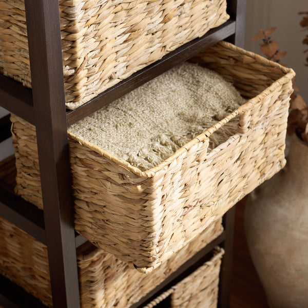 Vedette Five-Basket Storage Chest With Rattan Drawers – Farmhouse Coastal Linen Tower Organizer