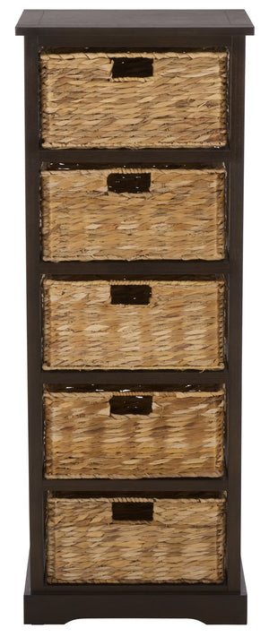 Vedette Five-Basket Storage Chest With Rattan Drawers – Farmhouse Coastal Linen Tower Organizer