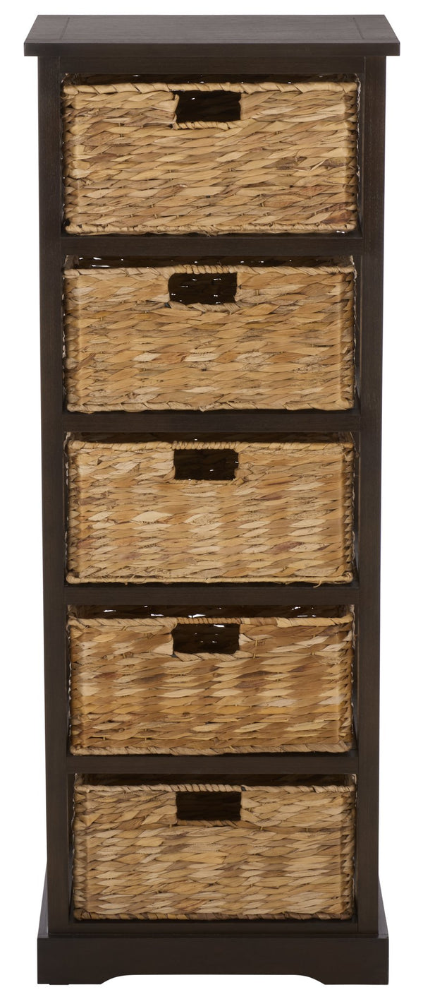 Vedette Five-Basket Storage Chest With Rattan Drawers – Farmhouse Coastal Linen Tower Organizer