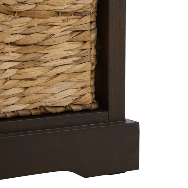 Vedette Five-Basket Storage Chest With Rattan Drawers – Farmhouse Coastal Linen Tower Organizer