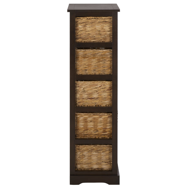Vedette Five-Basket Storage Chest With Rattan Drawers – Farmhouse Coastal Linen Tower Organizer