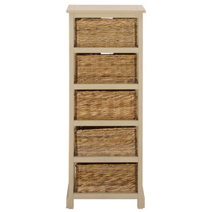 Vedette Five-Basket Storage Chest With Rattan Drawers – Farmhouse Coastal Linen Tower Organizer