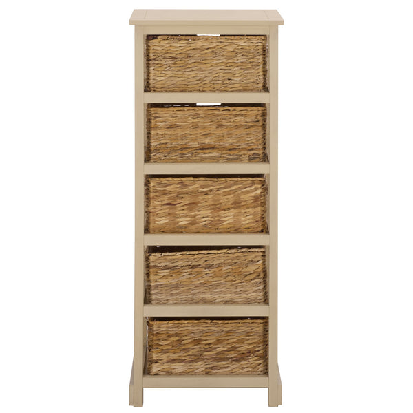 Vedette Five-Basket Storage Chest With Rattan Drawers – Farmhouse Coastal Linen Tower Organizer