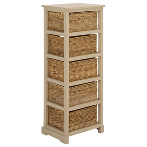 Vedette Five-Basket Storage Chest With Rattan Drawers – Farmhouse Coastal Linen Tower Organizer