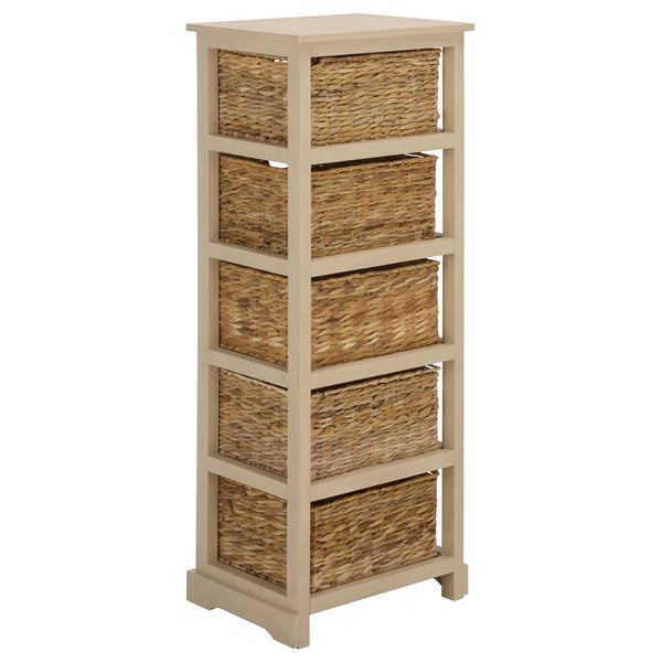 Vedette Five-Basket Storage Chest With Rattan Drawers – Farmhouse Coastal Linen Tower Organizer