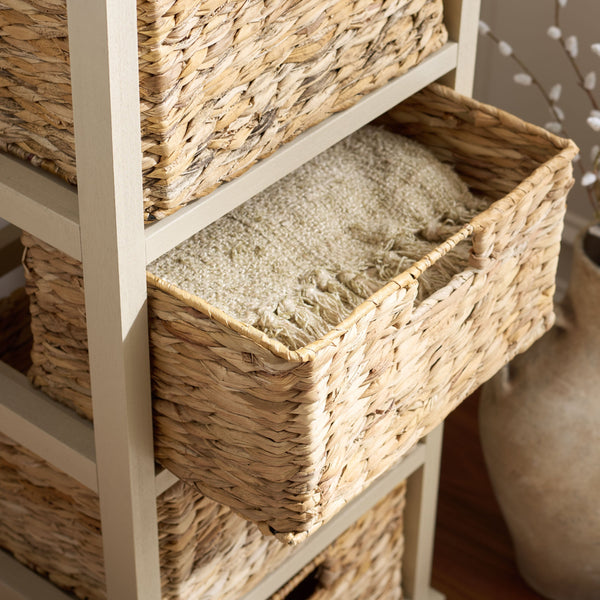 Vedette Five-Basket Storage Chest With Rattan Drawers – Farmhouse Coastal Linen Tower Organizer