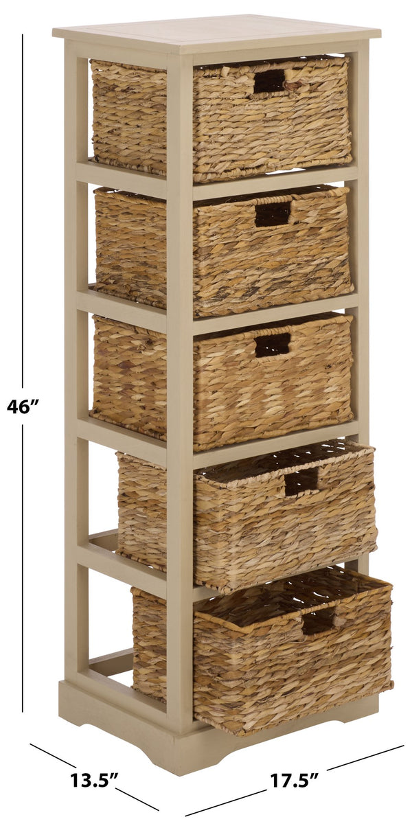 Vedette Five-Basket Storage Chest With Rattan Drawers – Farmhouse Coastal Linen Tower Organizer