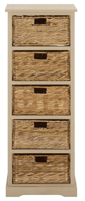 Vedette Five-Basket Storage Chest With Rattan Drawers – Farmhouse Coastal Linen Tower Organizer