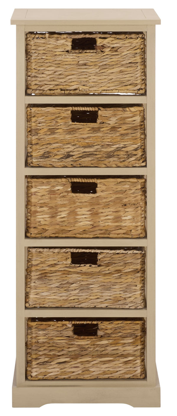 Vedette Five-Basket Storage Chest With Rattan Drawers – Farmhouse Coastal Linen Tower Organizer