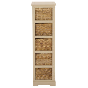 Vedette Five-Basket Storage Chest With Rattan Drawers – Farmhouse Coastal Linen Tower Organizer