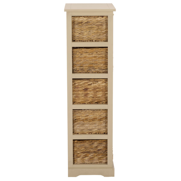 Vedette Five-Basket Storage Chest With Rattan Drawers – Farmhouse Coastal Linen Tower Organizer