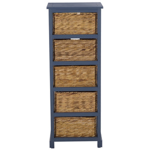 Vedette Five-Basket Storage Chest With Rattan Drawers – Farmhouse Coastal Linen Tower Organizer