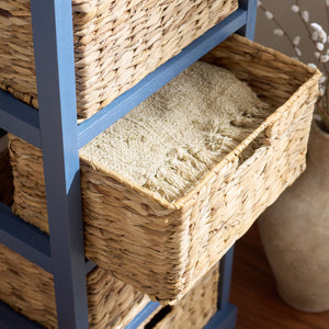 Vedette Five-Basket Storage Chest With Rattan Drawers – Farmhouse Coastal Linen Tower Organizer