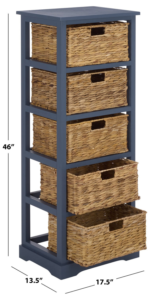 Vedette Five-Basket Storage Chest With Rattan Drawers – Farmhouse Coastal Linen Tower Organizer