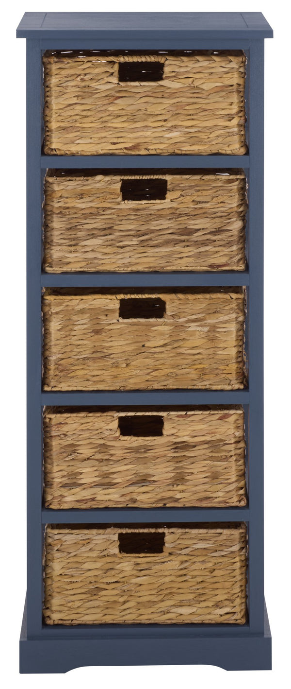 Vedette Five-Basket Storage Chest With Rattan Drawers – Farmhouse Coastal Linen Tower Organizer