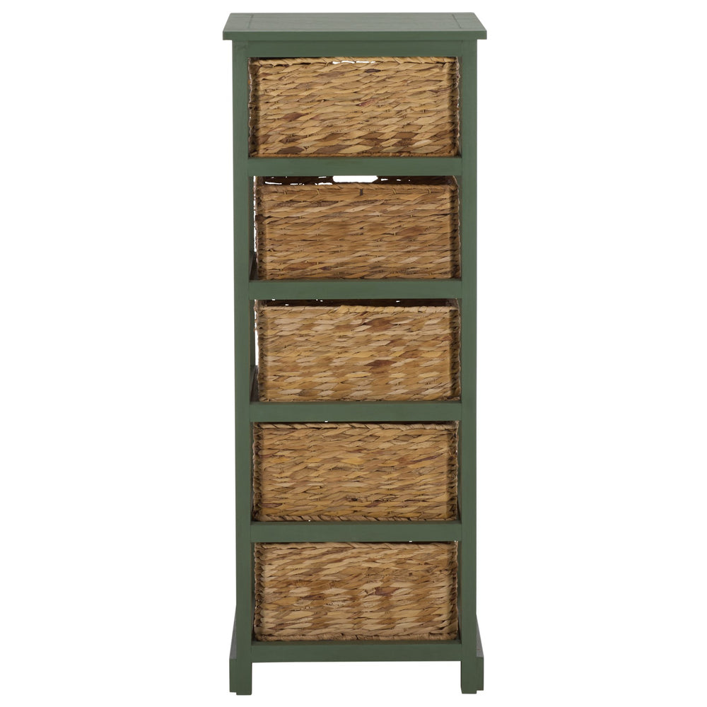 Vedette Five-Basket Storage Chest With Rattan Drawers – Farmhouse Coastal Linen Tower Organizer