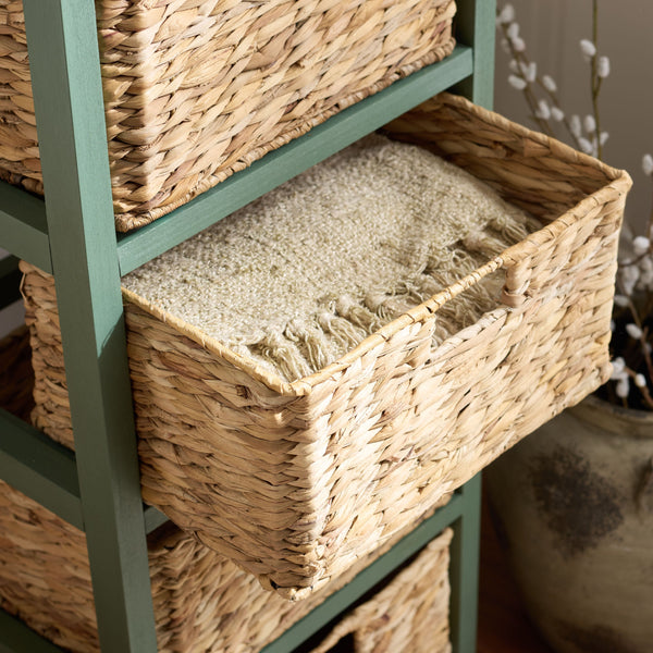 Vedette Five-Basket Storage Chest With Rattan Drawers – Farmhouse Coastal Linen Tower Organizer