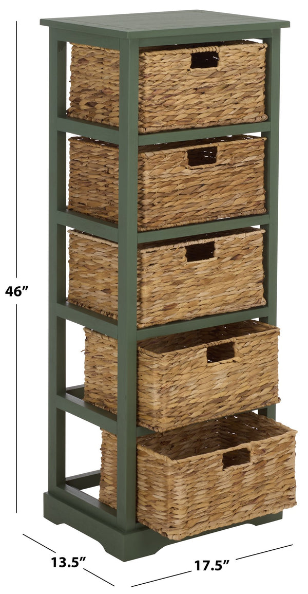Vedette Five-Basket Storage Chest With Rattan Drawers – Farmhouse Coastal Linen Tower Organizer