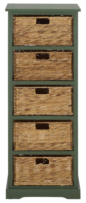 Vedette Five-Basket Storage Chest With Rattan Drawers – Farmhouse Coastal Linen Tower Organizer