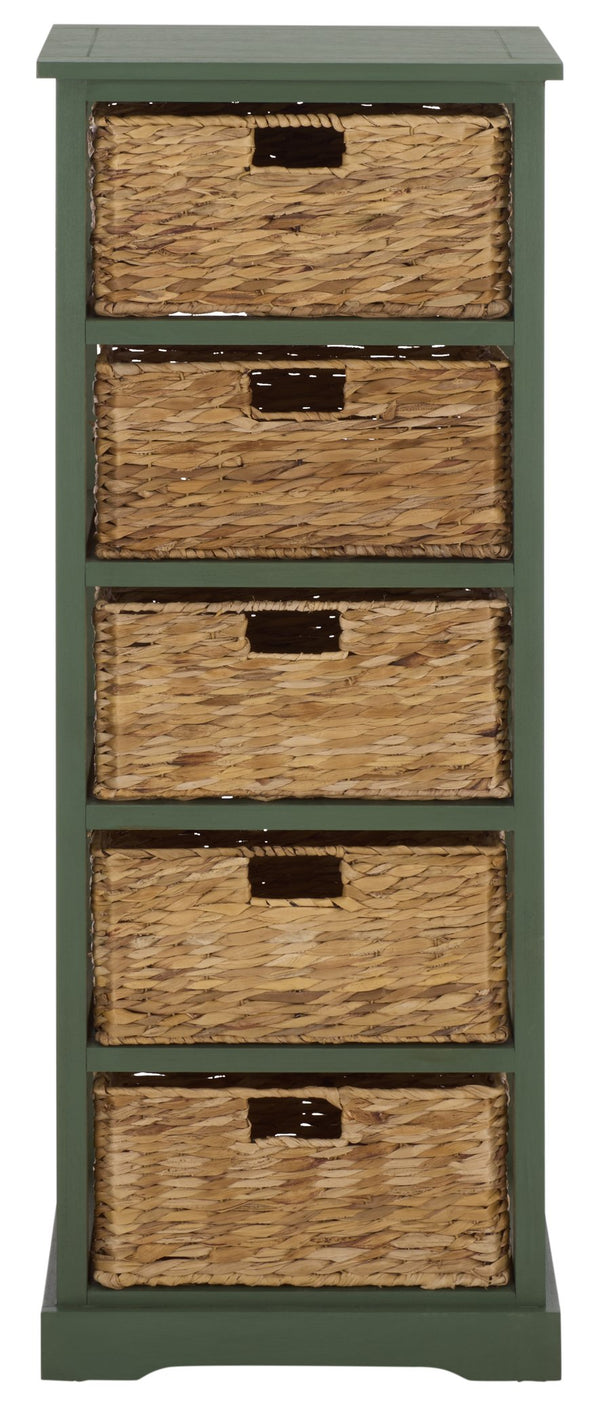 Vedette Five-Basket Storage Chest With Rattan Drawers – Farmhouse Coastal Linen Tower Organizer