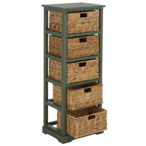 Vedette Five-Basket Storage Chest With Rattan Drawers – Farmhouse Coastal Linen Tower Organizer