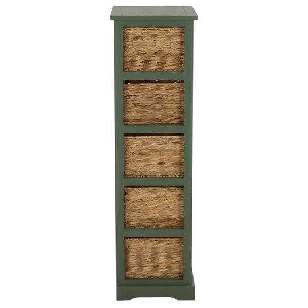 Vedette Five-Basket Storage Chest With Rattan Drawers – Farmhouse Coastal Linen Tower Organizer