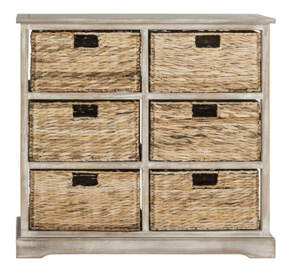 Safavieh Keenan Rustic Wicker Basket Storage Chest - Stylish Organization For Home, Entryway, And More White Wash AMH5740E