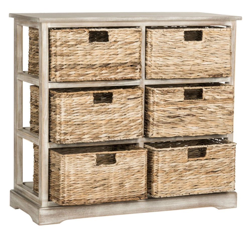 Safavieh Keenan Rustic Wicker Basket Storage Chest - Stylish Organization For Home, Entryway, And More White Wash AMH5740E