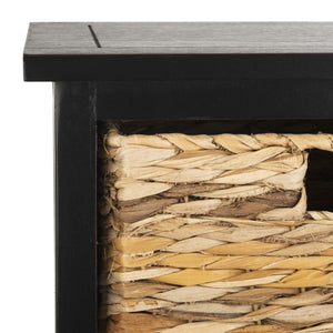 Safavieh Connery Cabinet - Rustic Farmhouse Storage Solution With Woven Baskets For Stylish Organization Distressed  Black AMH5742A