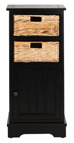 Safavieh Connery Cabinet - Rustic Farmhouse Storage Solution With Woven Baskets For Stylish Organization Distressed  Black AMH5742A