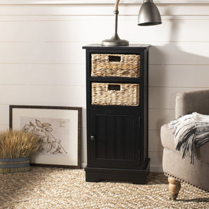 Safavieh Connery Cabinet - Rustic Farmhouse Storage Solution With Woven Baskets For Stylish Organization Distressed  Black AMH5742A