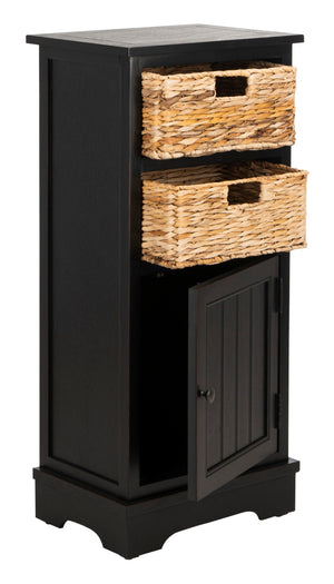Safavieh Connery Cabinet - Rustic Farmhouse Storage Solution With Woven Baskets For Stylish Organization Distressed  Black AMH5742A