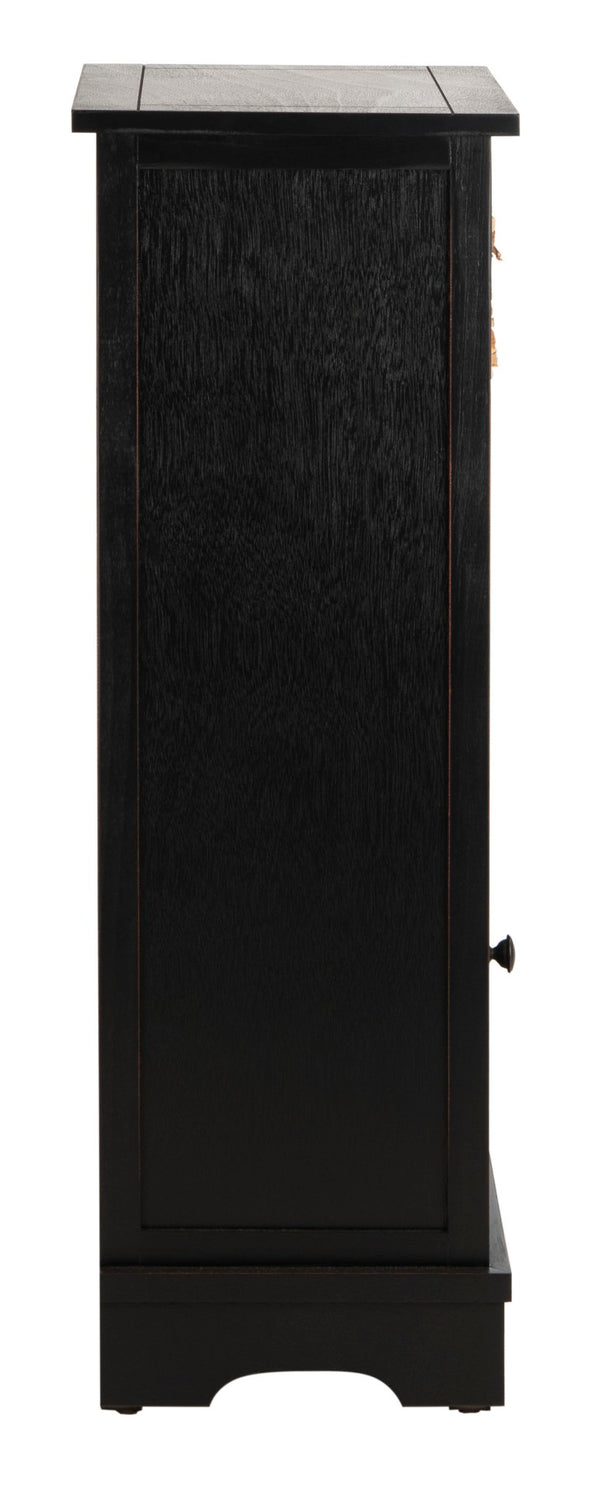 Safavieh Connery Cabinet - Rustic Farmhouse Storage Solution With Woven Baskets For Stylish Organization Distressed  Black AMH5742A