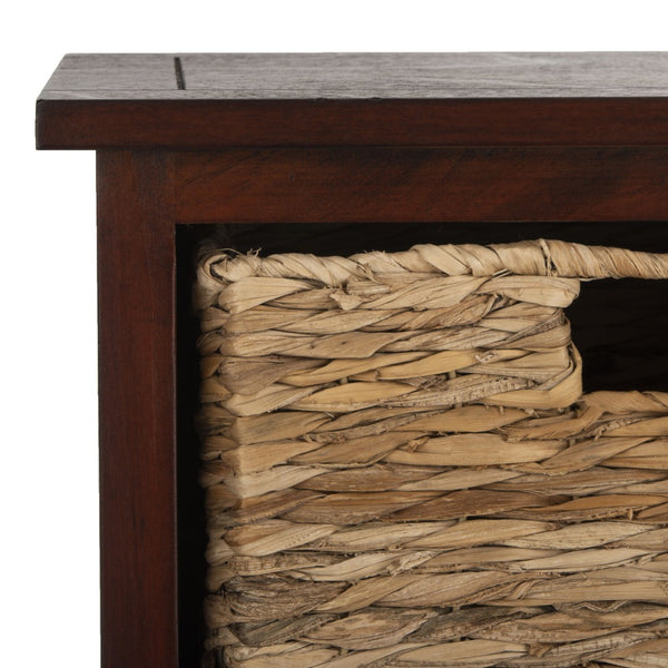 Safavieh Connery Cabinet - Rustic Farmhouse Storage Solution With Woven Baskets For Stylish Organization Cherry AMH5742C