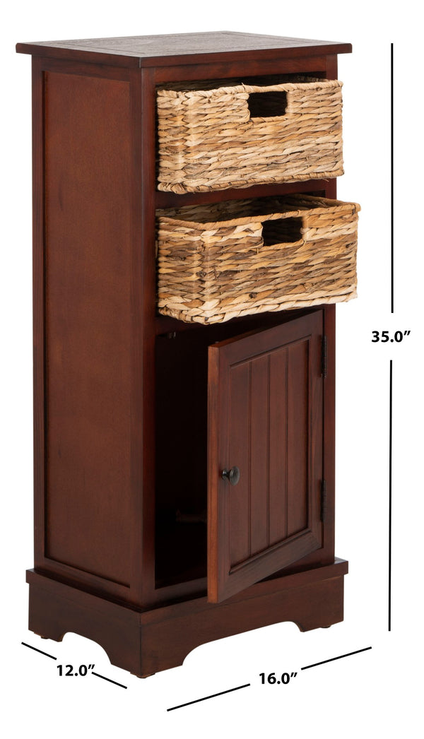 Safavieh Connery Cabinet - Rustic Farmhouse Storage Solution With Woven Baskets For Stylish Organization Cherry AMH5742C
