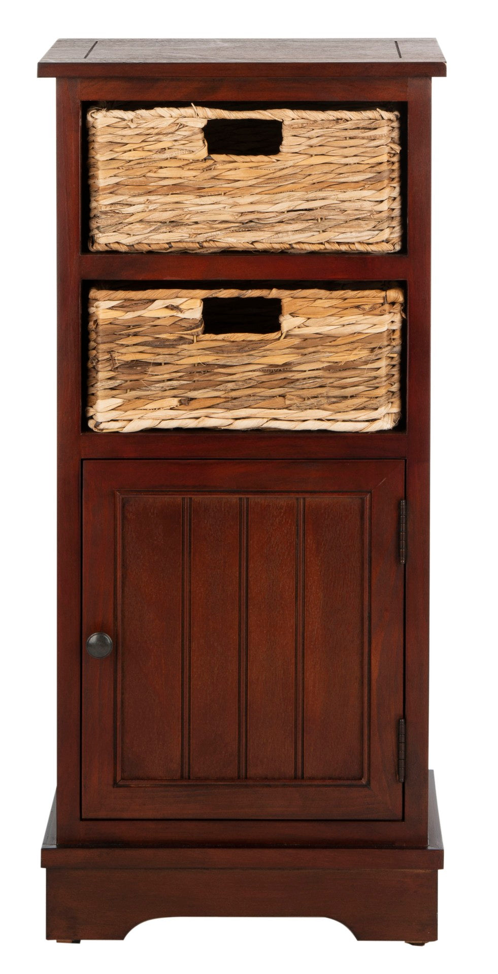 Safavieh Connery Cabinet - Rustic Farmhouse Storage Solution With Woven Baskets For Stylish Organization Cherry AMH5742C
