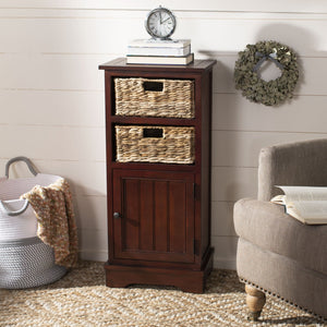Safavieh Connery Cabinet - Rustic Farmhouse Storage Solution With Woven Baskets For Stylish Organization Cherry AMH5742C