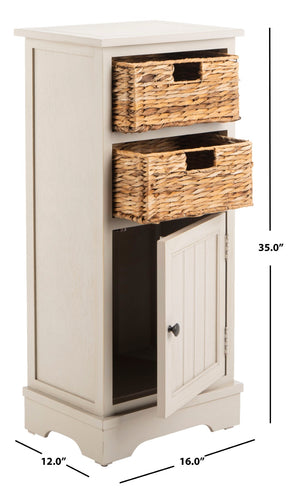 Safavieh Connery Cabinet - Rustic Farmhouse Storage Solution With Woven Baskets For Stylish Organization Vintage Grey AMH5742D