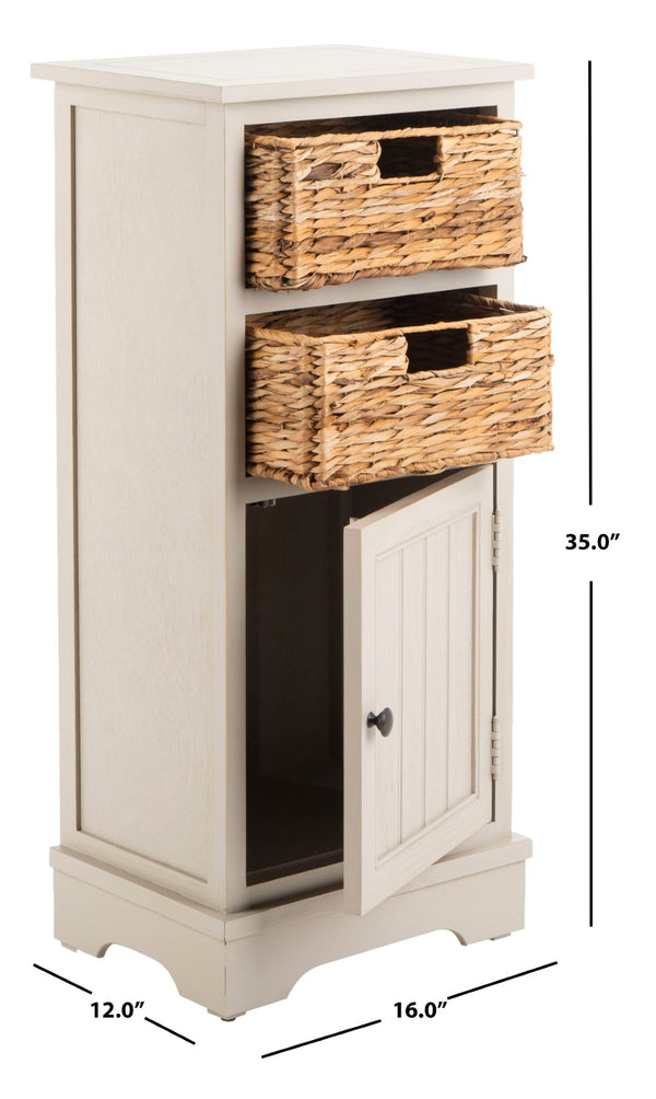 Safavieh Connery Cabinet - Rustic Farmhouse Storage Solution With Woven Baskets For Stylish Organization Vintage Grey AMH5742D
